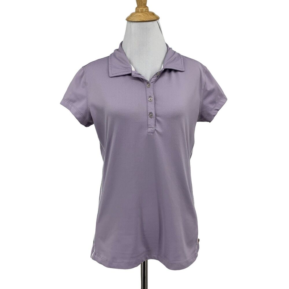 ALO Shirt Womens M Medium Lavender CoolFit Vented Sides Cap Sleeve Polo Top
